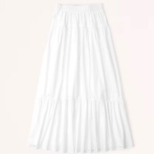 abercrombie and fitch white poplin skirt maxi